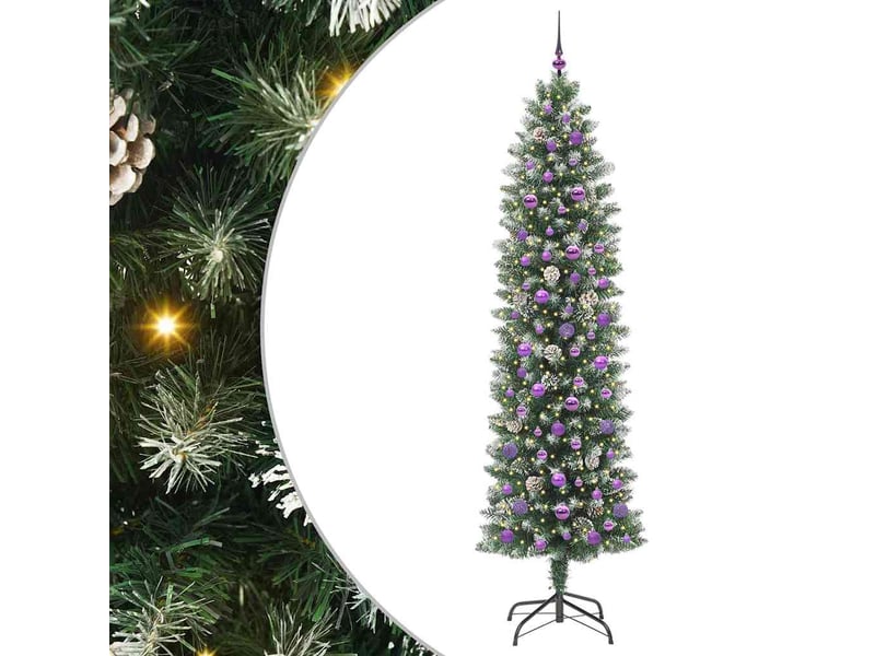 Sapin de noël, arbre de noël artificiel slim vert et blanc 240 cm cf61710 - Conforama A