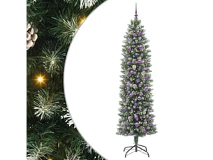 Sapin de noël, arbre de noël artificiel slim vert et blanc 240 cm cf61710