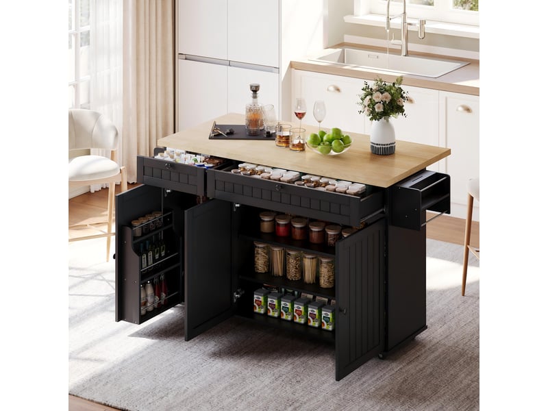  Desserte 3 portes 2 tiroirs coloris noir mdf desserte noir - Conforama B