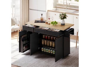 Desserte 3 portes 2 tiroirs coloris noir mdf
