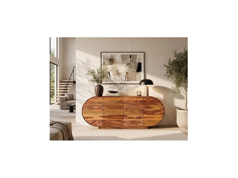 Buffet pterax 177 cm en bois massif de sheesham – 4 portes – forme ovale - Conforama B