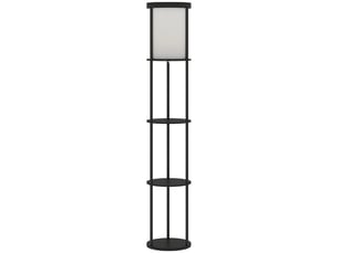 Lampadaire,29x29x158 cm,meulva,3 étagères avec télécommande,bois et métal,noir