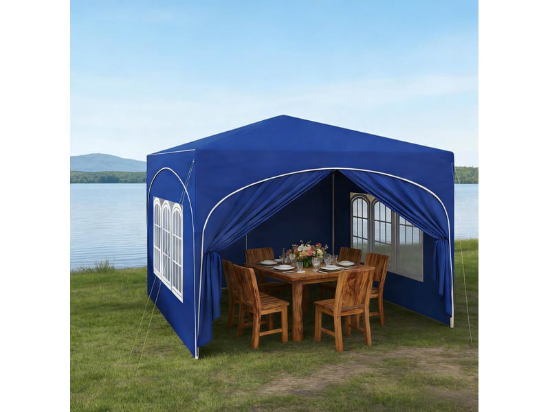 Tonnelle pliante 3x3 m – bleue – 4 parois amovibles, protection uv50+ et sac de transport pratique inclus - Conforama B