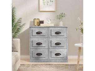Buffet - bahut - meuble de rangement gris béton 70x35,5x67,5 cm bois d'ingénierie
