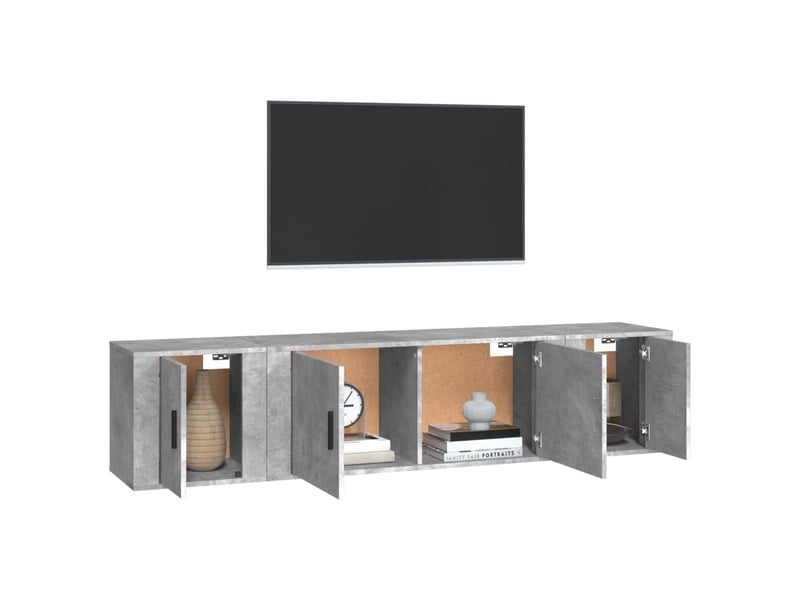  Ensemble de meubles tv 3 pcs gris béton bois d'ingénierie shl50432  - Conforama C