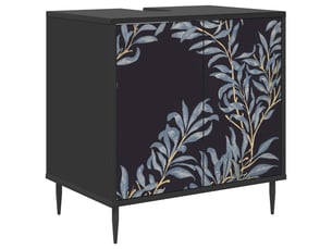 Armoire de salle de bain, meuble de rangement dokkum chêne noir 60x40x61 cm