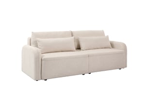 Canapé convertible 3 places en tissu beige et pieds noirs - sokka