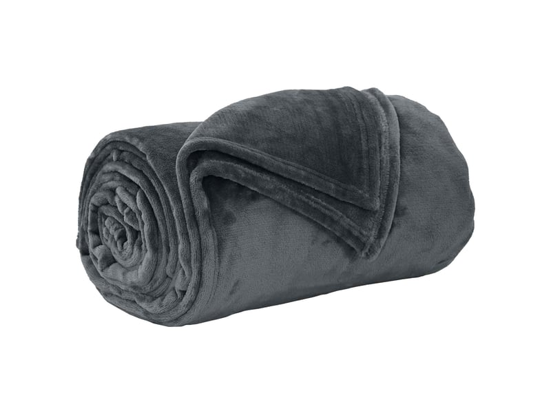  Plaid canapé gris foncé 220x240 cm 1.37 kg polaire  - Conforama A