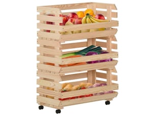 Desserte de cuisine, chariot à légumes 57x30x80 cm bois de pin solide