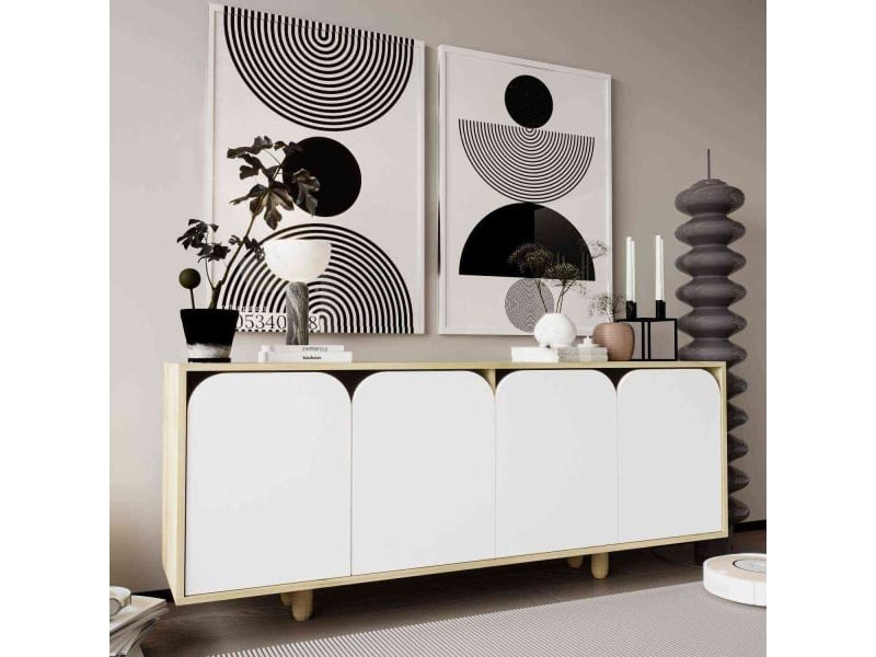  Buffet 4 portes en aggloméré lazio bohem blanc et chêne  - Conforama B