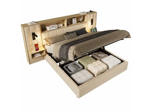 Lit coffre 160x200 cm    coloris beige
