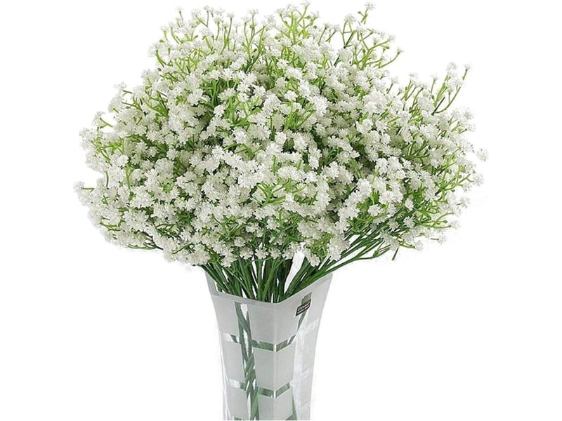  Gypsophile artificielle 12pc fleur en soie blanche pour mariage, fête, mariée, décor de bureau-  - Conforama A