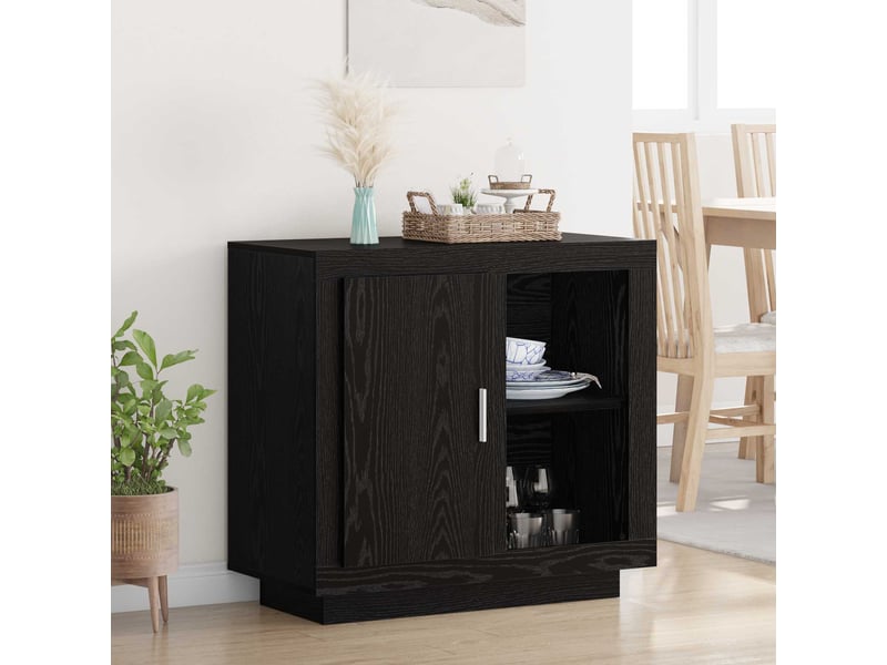  Buffet - bahut - meuble de rangement chêne noir 80 x 40 x 75 cm bois d'ingénierie  - Conforama B