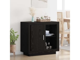 Buffet - bahut - meuble de rangement chêne noir 80 x 40 x 75 cm bois d'ingénierie