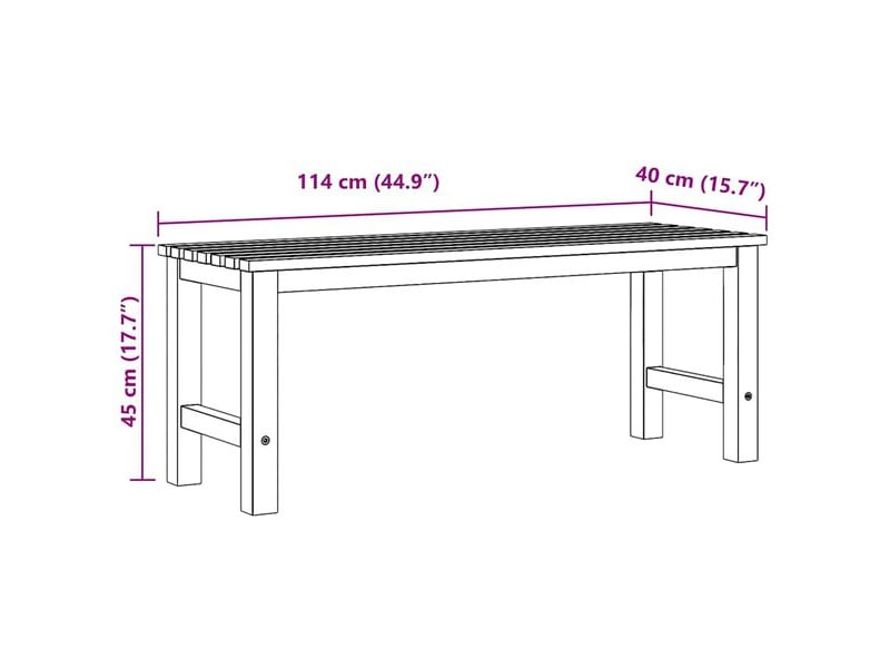  Banc de jardin 114 x 40 x 45 cm en bois de teck massif avec finition à base d'eau  - Conforama C