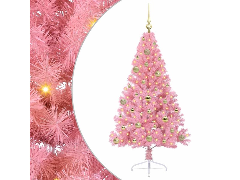 Sapin de noël artificiel, arbre de noël pré-éclairé rose 150 cm pvc shl790 - Conforama A