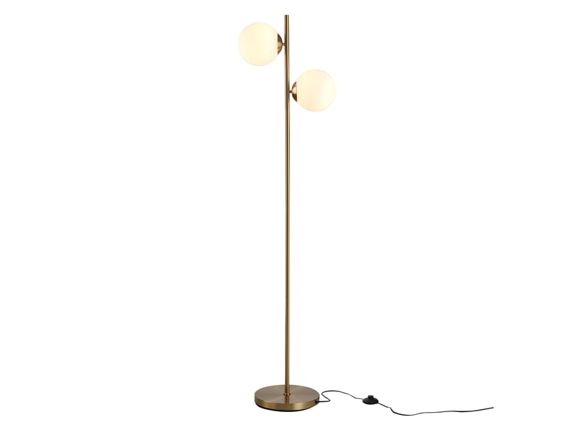 Lampadaire design 39 x 28 x 165 cm – doré et blanc – double abat-jour orientable pour salon - Conforama A