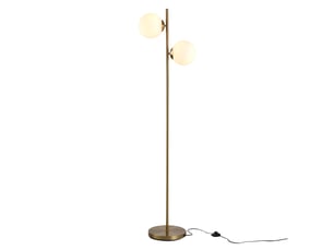 Lampadaire design 39 x 28 x 165 cm – doré et blanc – double abat-jour orientable pour salon