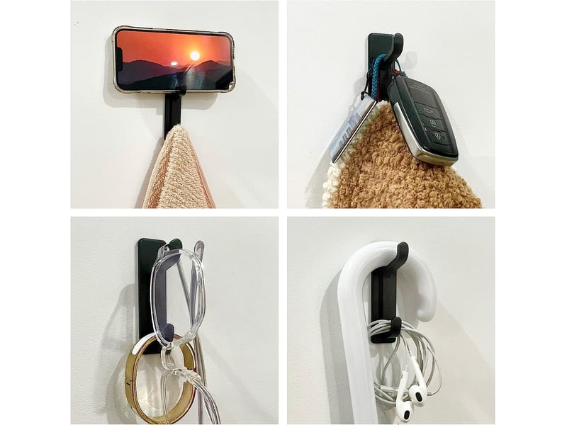  Crochet adhésif mural, crochets porte serviette salle de bain, accroche torchon cuisine, manteau, noir  - Conforama E