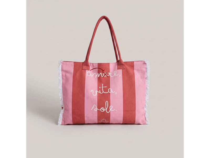  Ensemble de plage femme avec serviette, sac shopper et pochette mariel - rouge  - Conforama C