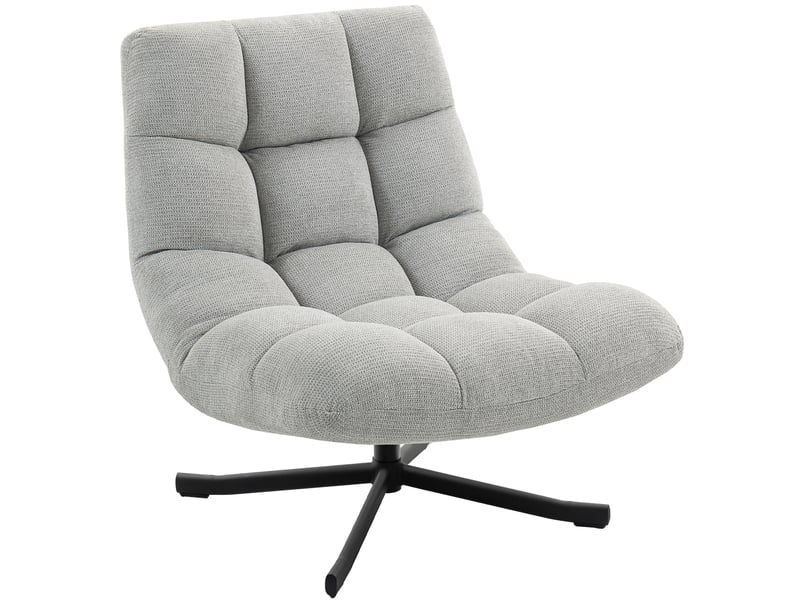  Fauteuil pivotant 360° en tissu effet chenille et pieds en acier 95 x 75 x 90 cm gris clair  - Conforama B