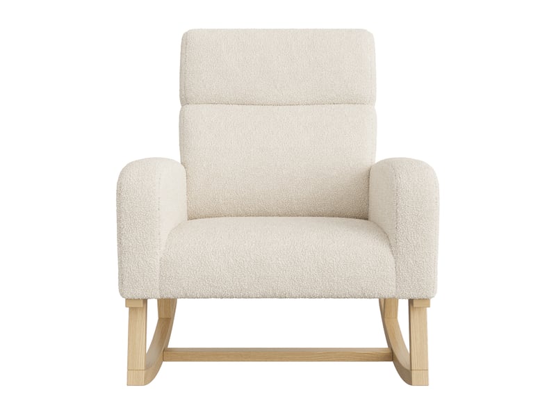 Fauteuil à bascule, fauteuil inclinable avec accoudoirs, fauteuil d'allaitement rembourré avec poches latérales, fauteuil, fauteuil relax pour salon, chambre, chambre d'enfant, balcon, laine d'agneau, beige - Conforama C