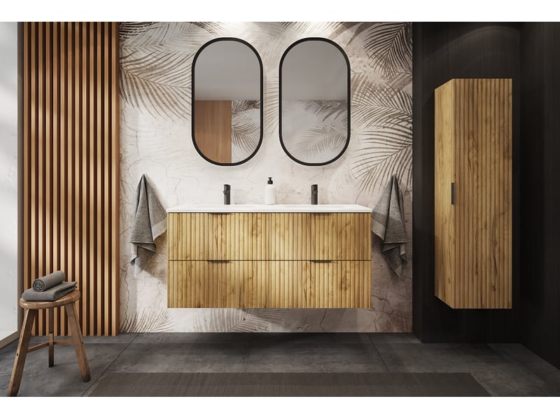  Meuble colonne suspendu de salle de bain flow chêne 35 x 136 cm  - Conforama W