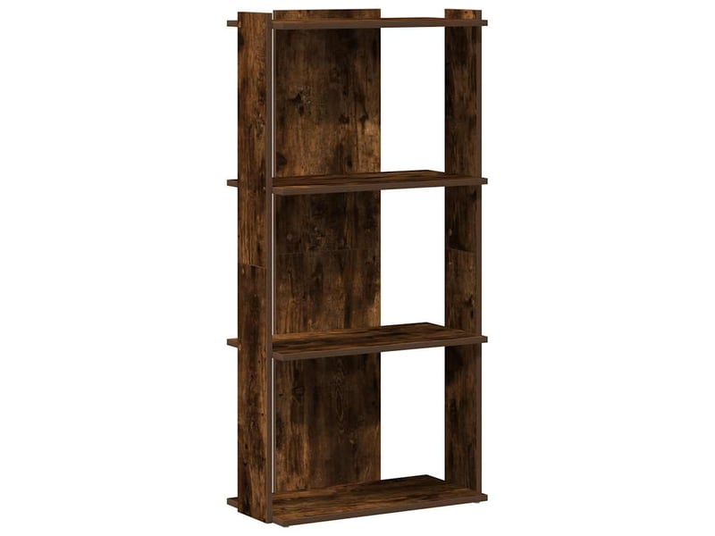  Bibliothèque 3 niveaux, armoire à livres chêne fumé 60x30x120cm bois d'ingénierie  - Conforama A