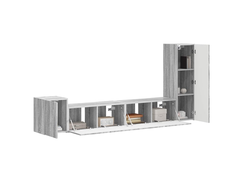  Ensemble meuble tv - banc tv - meuble de rangement 3 pcs gris sonoma bois d'ingénierie  - Conforama C