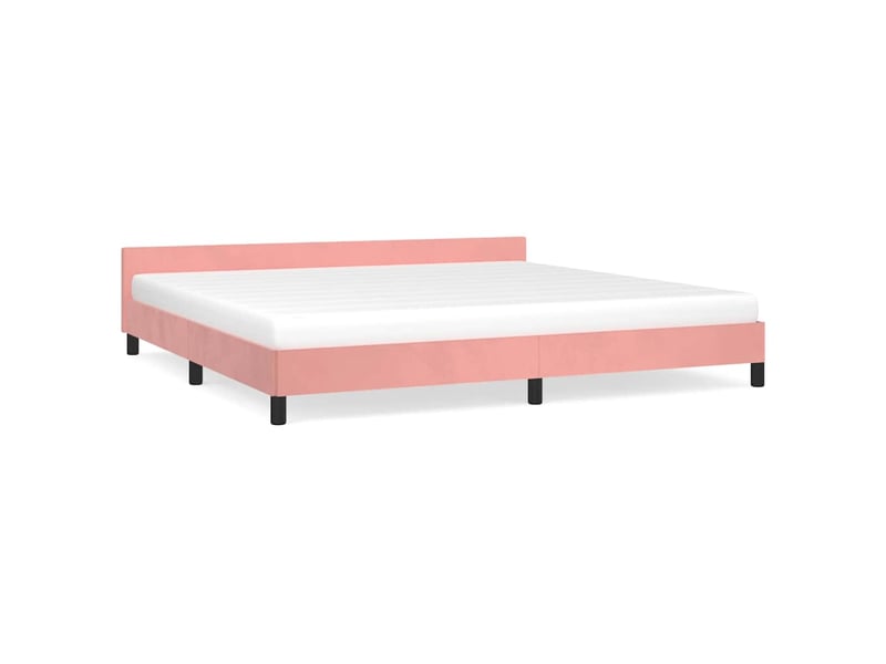  Lit double- lit adulte -  cadre de lit et tête de lit sans matelas rose 200x200cm velours  - Conforama A