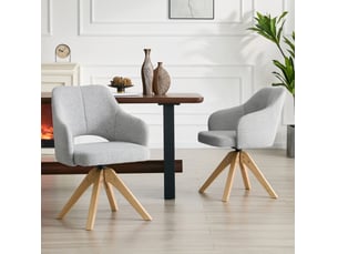 Lot de 2 chaises de salle à manger pivotantes style rétro nordique gris clair et bois evryae
