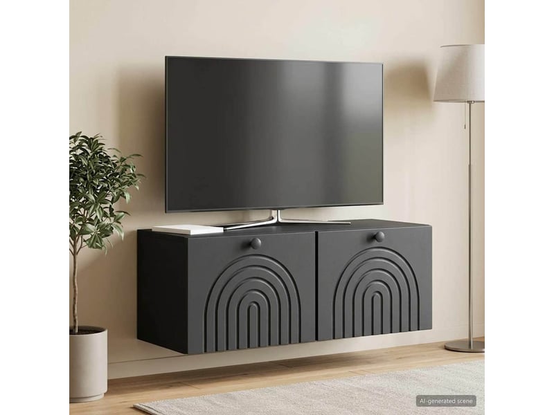  Meuble tv - banc tv - meuble de rangement mural noir 78,5 x 31 x 30 cm bois d'ingénierie  - Conforama B
