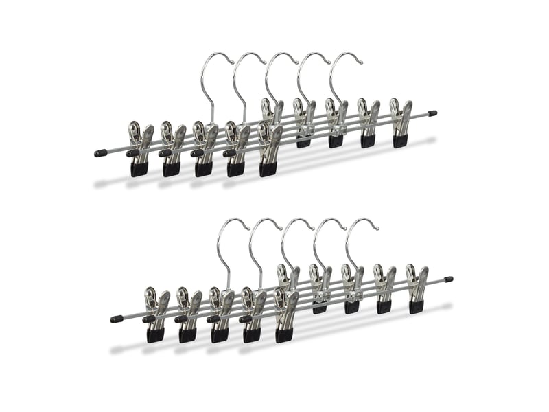  Lot de 10 cintres à pinces antidérapants polyvalents 9 x 35,5 x 2,5 cm en fer chromé noir 13_0006167  - Conforama B