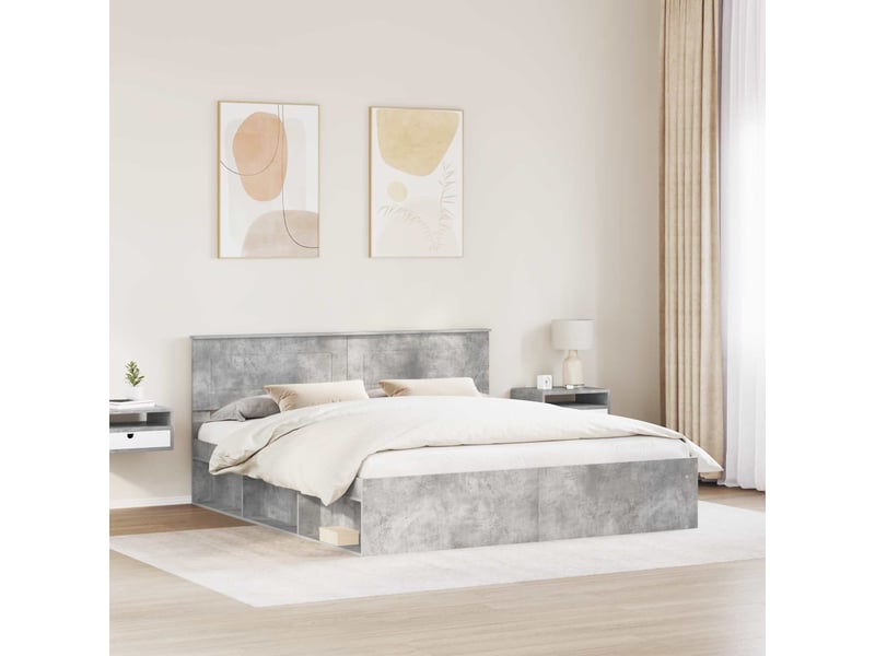  Lit double- lit adulte -  cadre de lit béton 180 x 200 cm bois d'ingénierie  - Conforama B