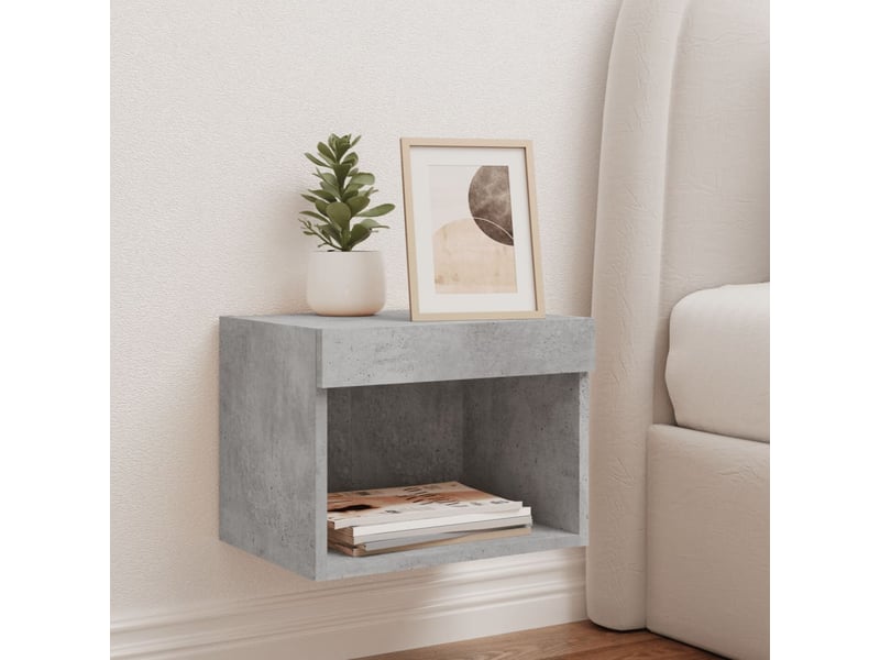  Table de chevet - cabinet de chevet - table de nuit murale avec lumières led gris béton  - Conforama B