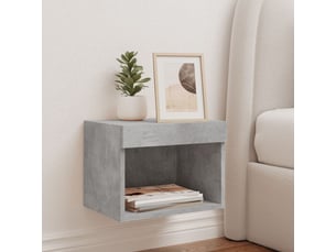 Table de chevet - cabinet de chevet - table de nuit murale avec lumières led gris béton