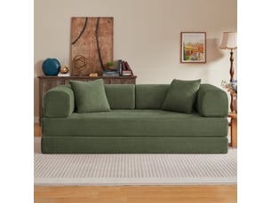 Canapé convertible en lit, modulaire, style tatami, pour salon et chambre, pliant, avec 2 coussins et cadre en acier