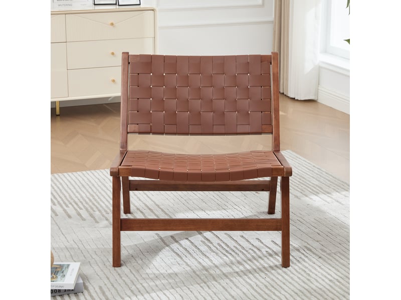  Fauteuil sans accoudoirs tressé en pu 71x66x72 cm marron  - Conforama B
