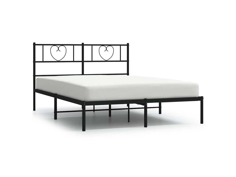  Lit double- lit adulte -  cadre de lit métal sans matelas avec tête de lit noir 150x200cm  - Conforama A