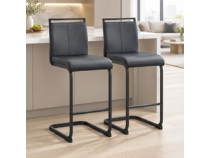 Lot de 2 tabourets de bar,39x46,5x96,5 cm,style nordique,similicuir,noir