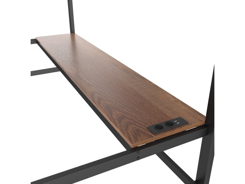  Lit mezzanine 90x200 cm en métal, lit simple avec bureau, prise, usb, type-c et led, sans matelas, noir  - Conforama E