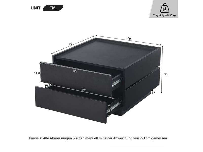 Table basse carrée noir - 60x60 cm table basse noir - Conforama C