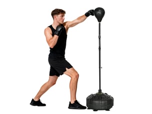 Sac de frappe, support de boxe, hauteur réglable de 145 à 180 cm, base lestable, noir