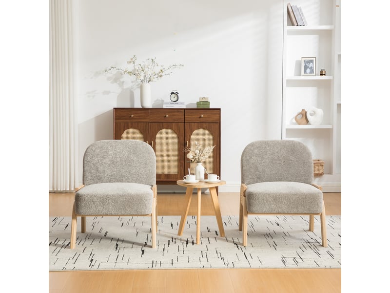 Fauteuil lounge,72x61x78 cm,style scandinave,chenille,gris - Conforama B