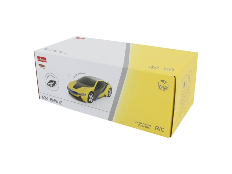  Voiture télécommandée bmw i8 1:24 blancjaune 2,4ghz uv photochromique serie 403003 - Conforama D