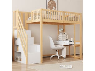 Lit mezzanine 90x200 cm <strong></strong>  <strong></strong> coloris bois clair