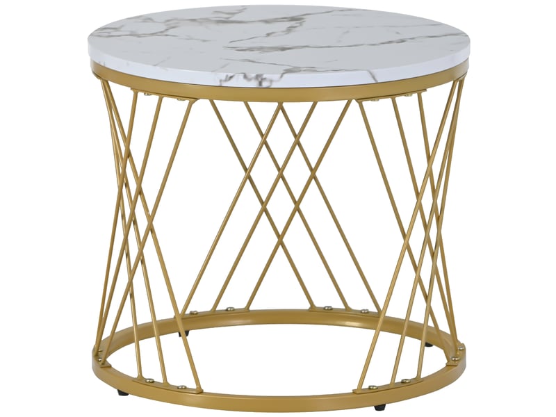  Table basse gigogne lot de 2 tables basses effet marbre noir et blanc avec structure en métal doré  - Conforama E