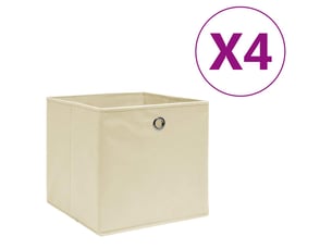Boîtes de rangement 4 pcs tissu intissé 28x28x28 cm crème