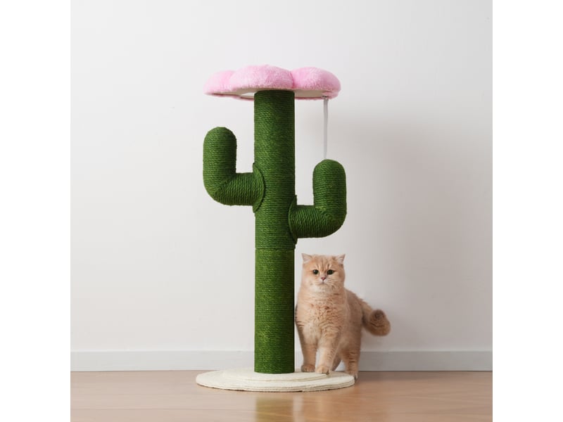  cactus avec griffoir chat 90 cm, plateforme fleur et sécurité. Superbe  vert pour le jeu et le repos quotidien.  - Conforama W