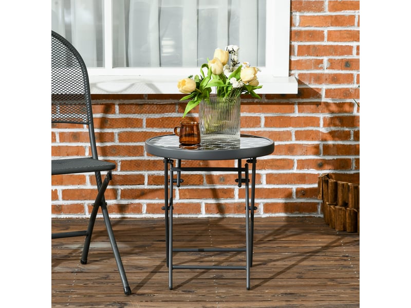 Table de jardin pliante ronde, résistante aux intempéries, ø45 x 50 cm, noire - Conforama D